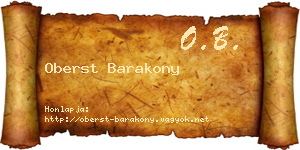 Oberst Barakony névjegykártya